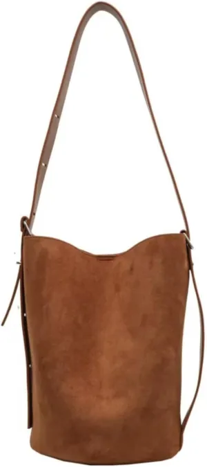 Women Suede Bucket Shoulder Bag Fashion Vegan Leather Slouchy Hobo Bag Office Tote Handbag Crossbody Designer Purse