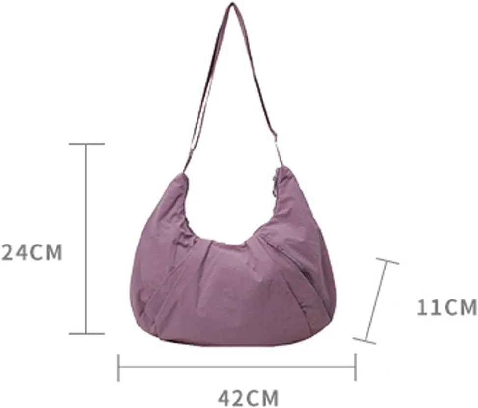 Womens Casual Nylon Shoulder Bag Large Canvas Crossbody Bag Totes Dumpling Handbag Top Handle Purse Work