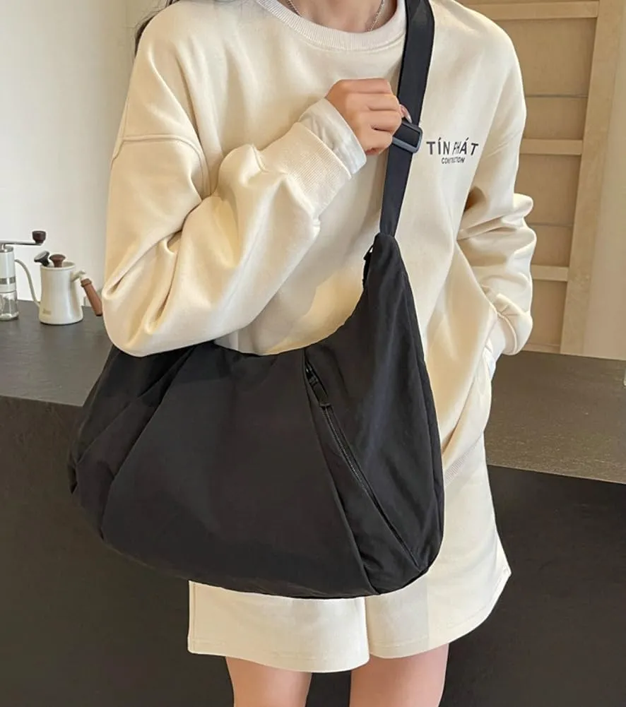 Womens Casual Nylon Shoulder Bag Large Canvas Crossbody Bag Totes Dumpling Handbag Top Handle Purse Work