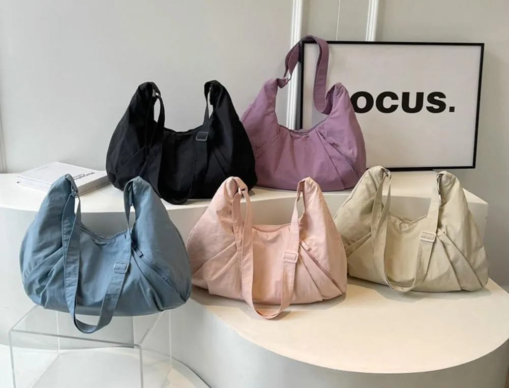 Womens Casual Nylon Shoulder Bag Large Canvas Crossbody Bag Totes Dumpling Handbag Top Handle Purse Work