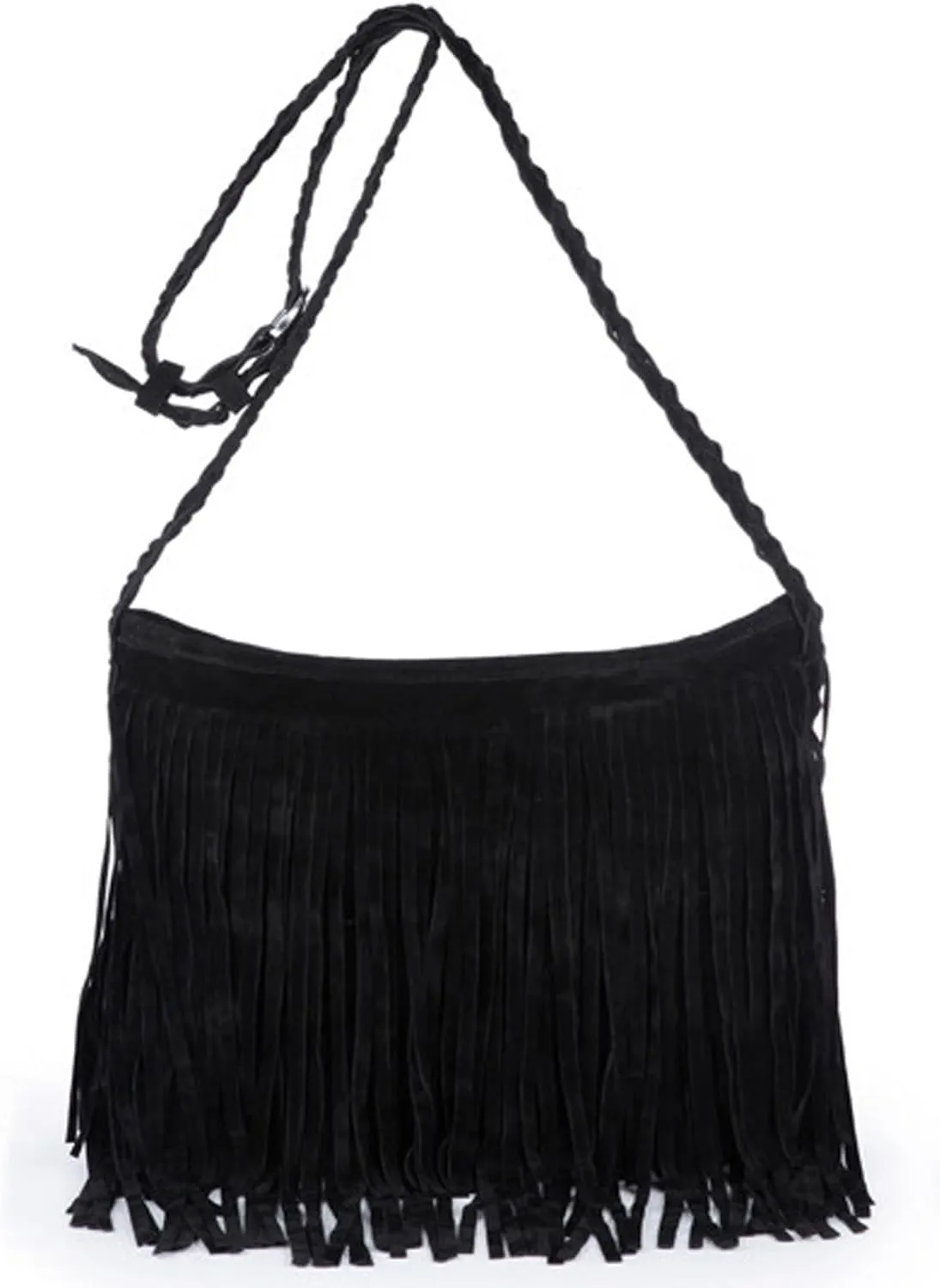 Women's Frosted Suede Tassel Shoulder Bag Fashion Retro Fringe Messenger Bag for Party Travel Dating