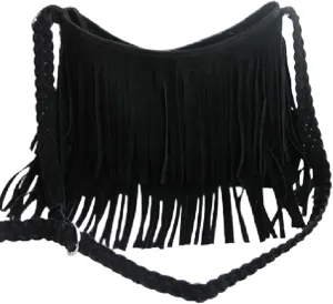 Women's Frosted Suede Tassel Shoulder Bag Fashion Retro Fringe Messenger Bag for Party Travel Dating