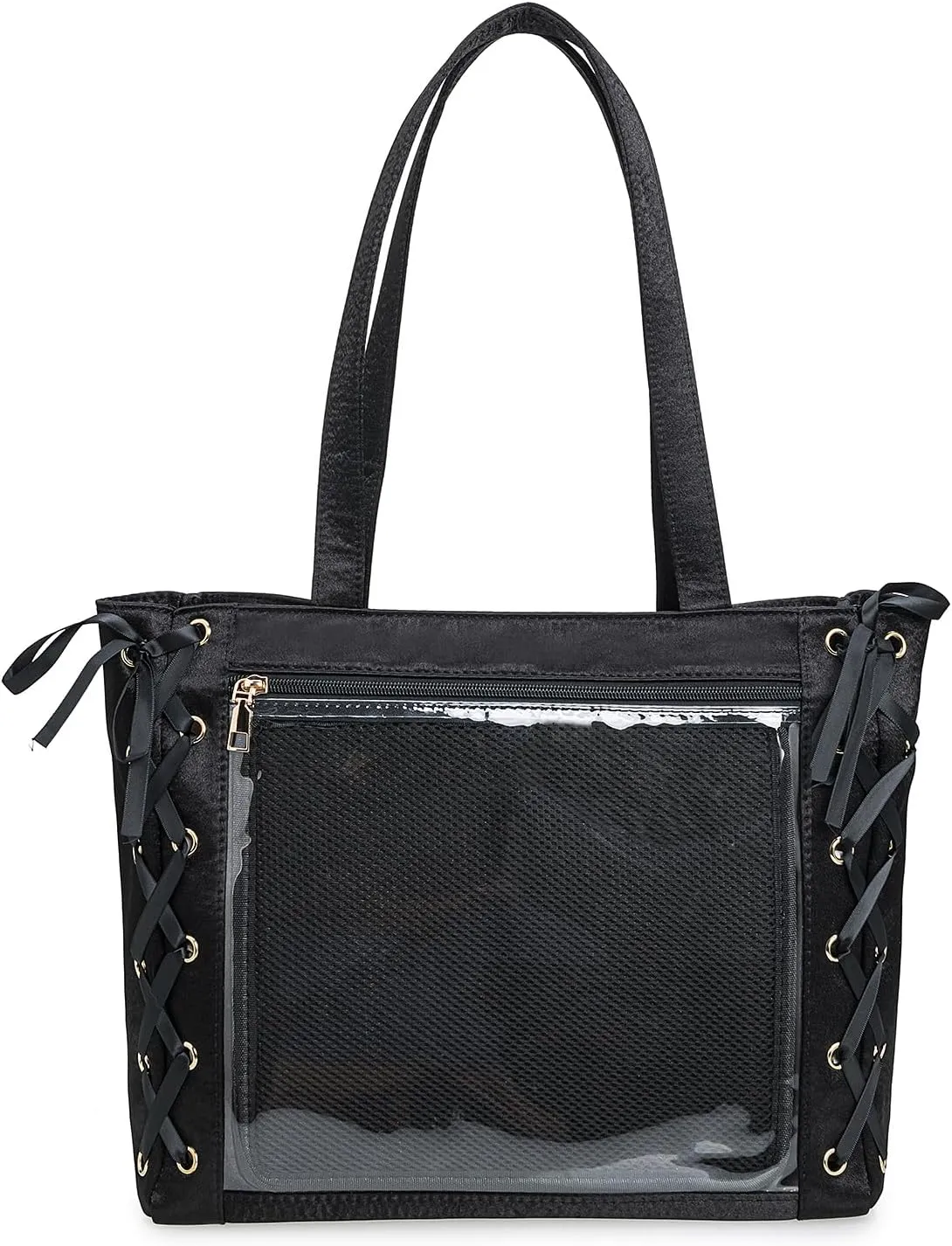 Womens Girls Tote Ita Bag Bowknot Silk Ribbon Shoulder Bag Kawaii Purses and Handbags with Pin Display