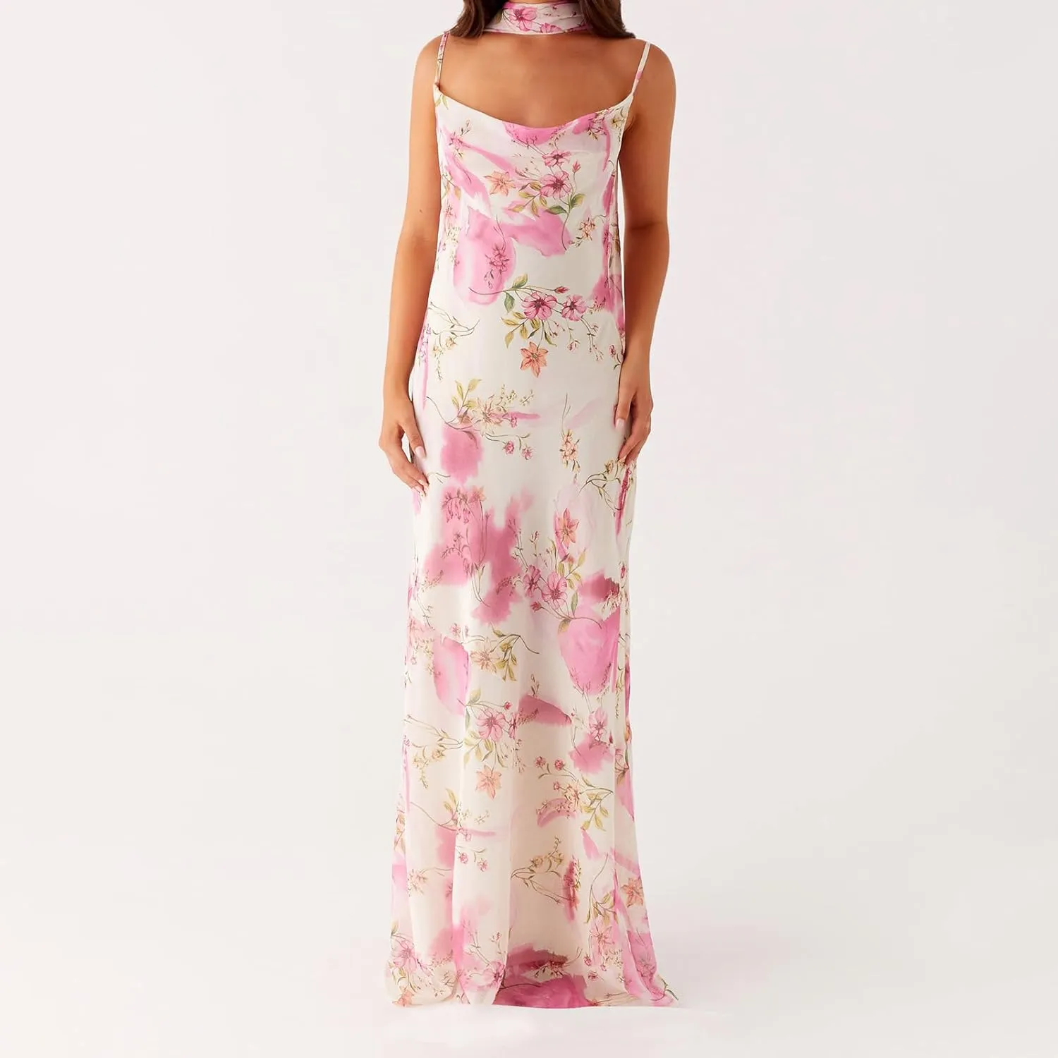 Women's Halter Bodycon Dress Cowl Neck Tie Backless Maxi Dresses Y2k Formal Cocktail Going Out Beachwear
