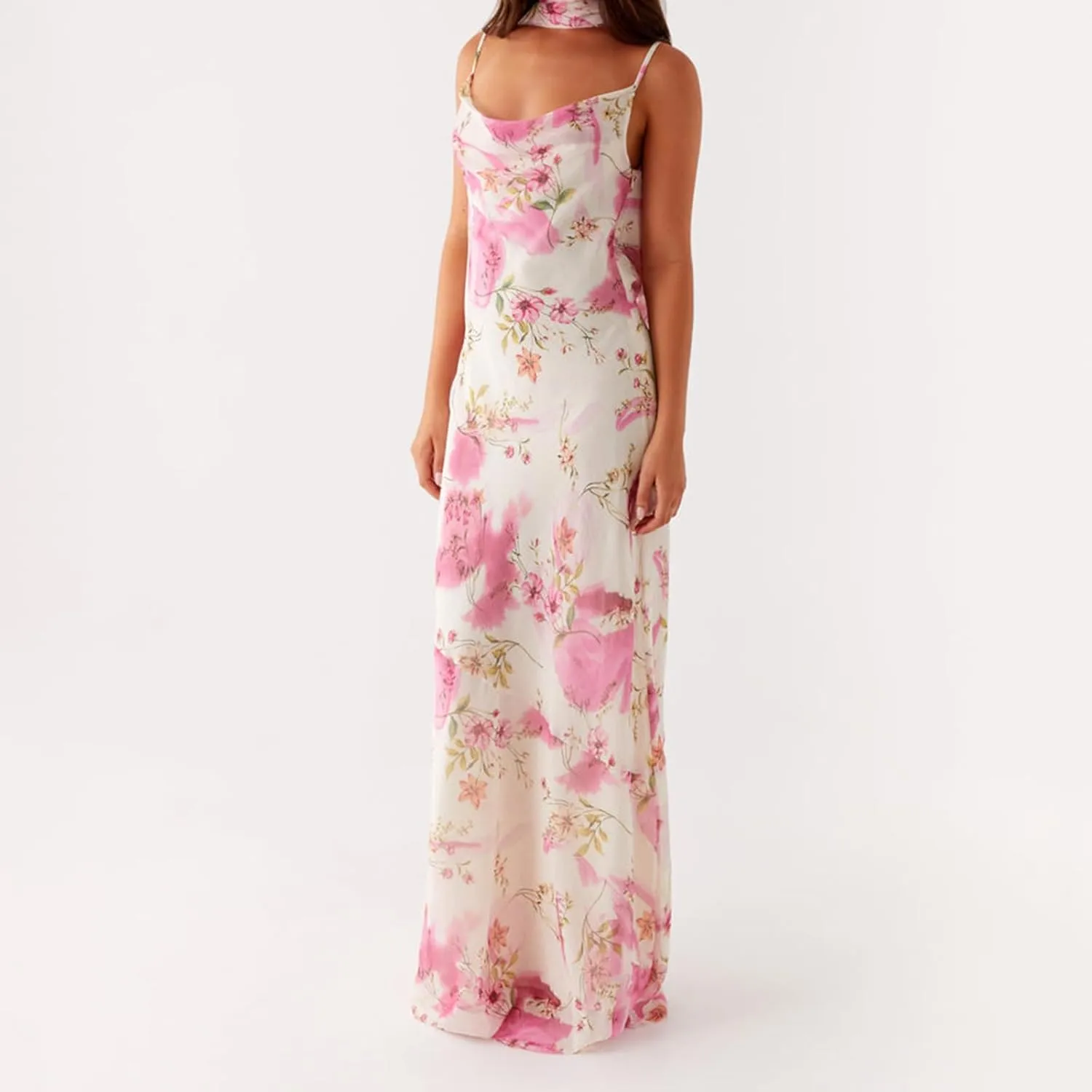 Women's Halter Bodycon Dress Cowl Neck Tie Backless Maxi Dresses Y2k Formal Cocktail Going Out Beachwear