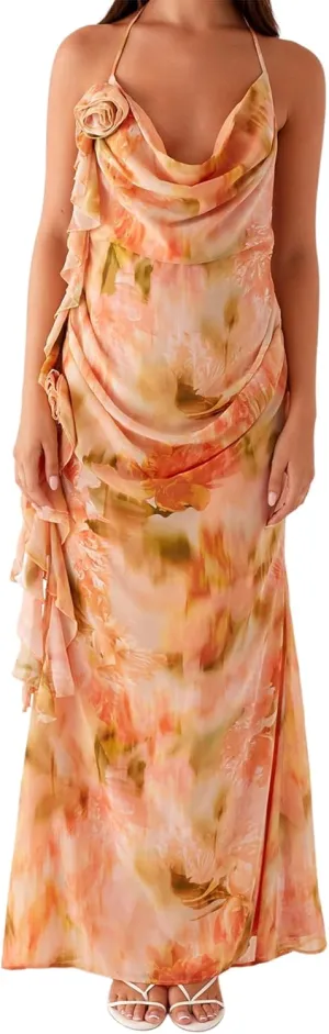Womens Halter Floral Maxi Dress Spaghetti Strap Backless Bodycon Long Dresses Y2k Formal Cocktail Going Out