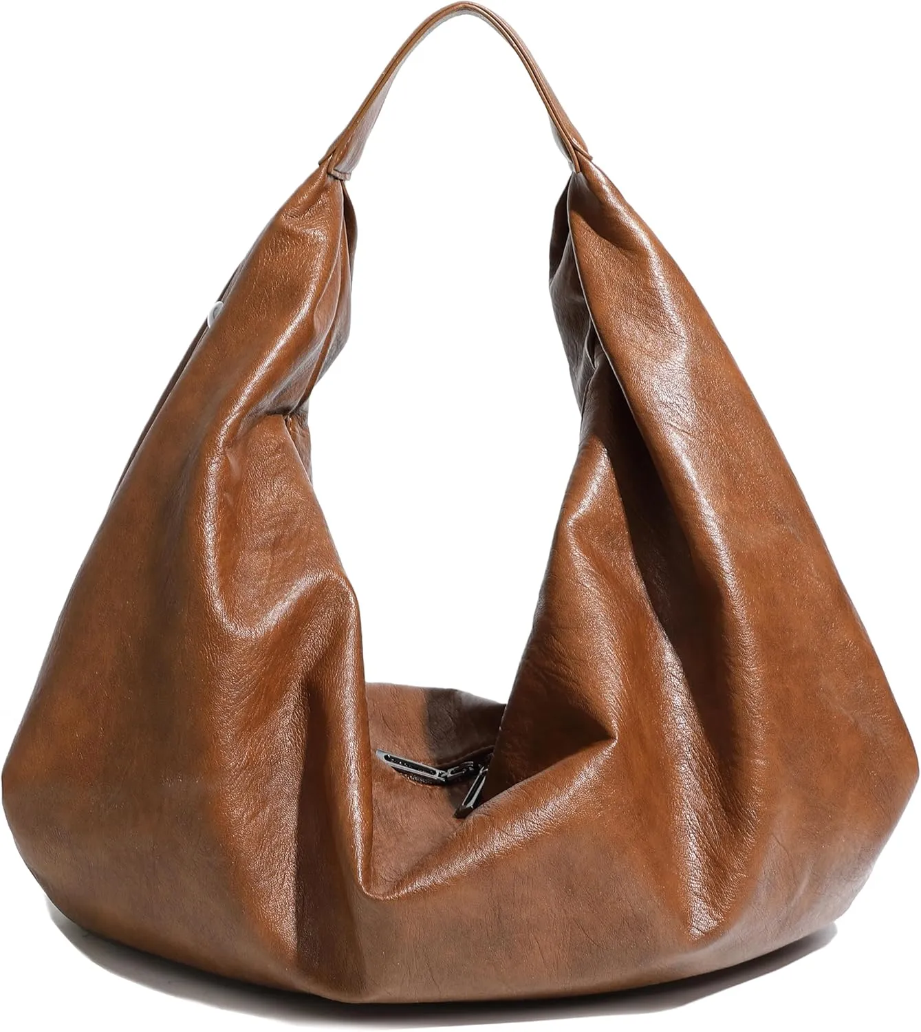 Women's Large Soft Vegan Leather Slouchy Crescent Hobo Tote Shoulder Bag