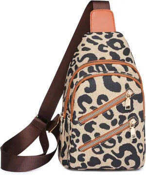 Women's Leopard Chest Bag Sling Bag for Women Sling Crossbody Bag Chest Backpack Bag Satchel Daypack Purse