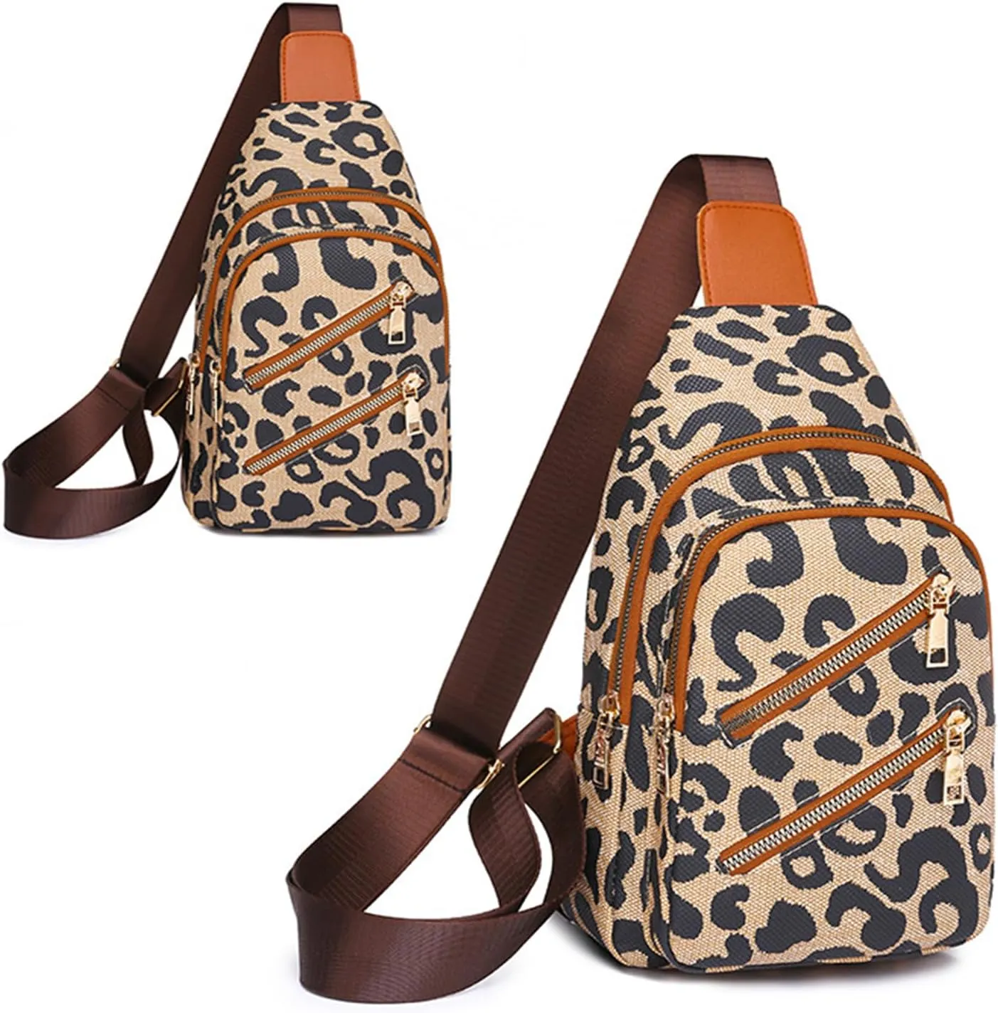 Women's Leopard Chest Bag Sling Bag for Women Sling Crossbody Bag Chest Backpack Bag Satchel Daypack Purse