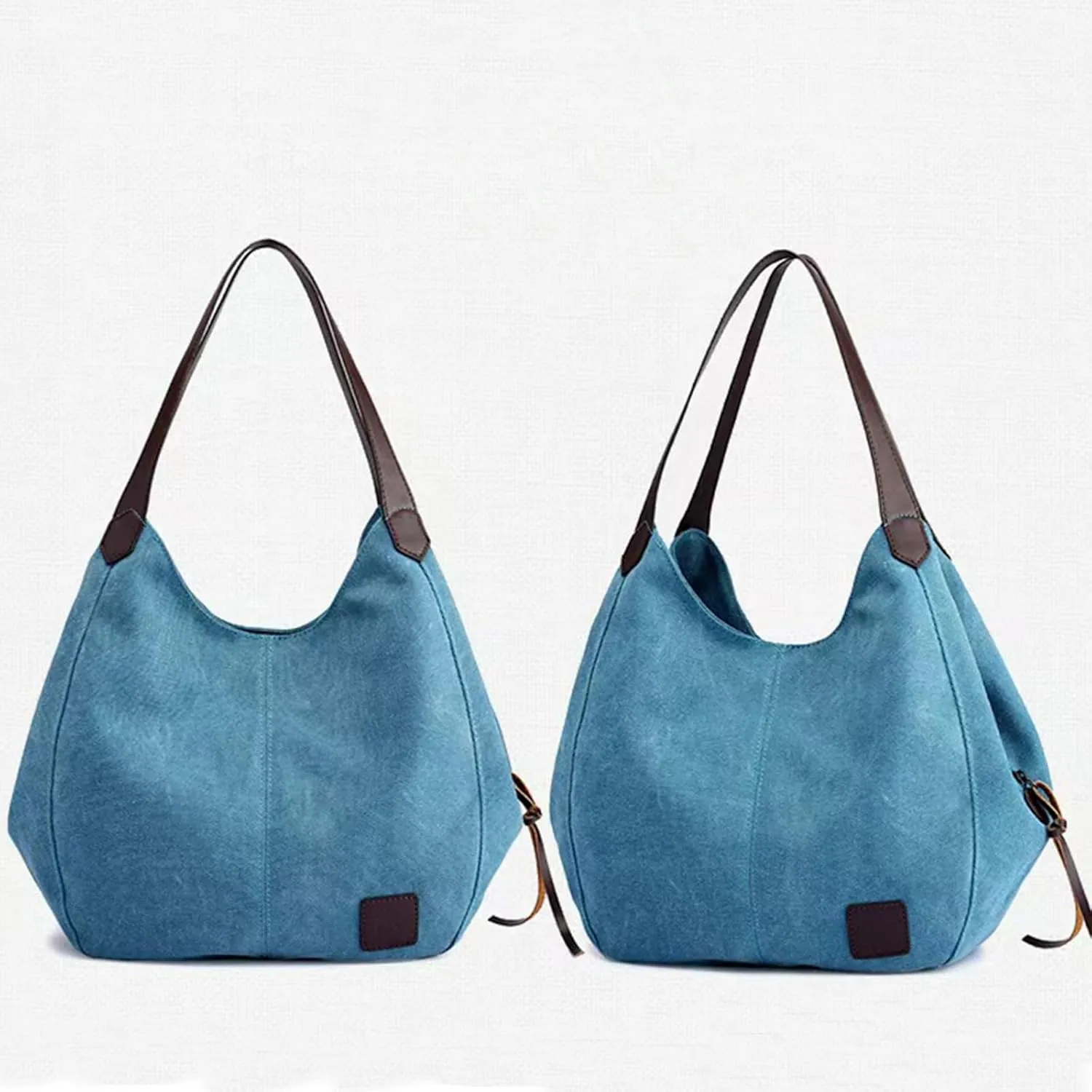 Women's Multi-pocket Canvas Shoulder Bag Fashion Cotton Canvas Totes Purses Casual Top Handle Handbags Hobo Bags