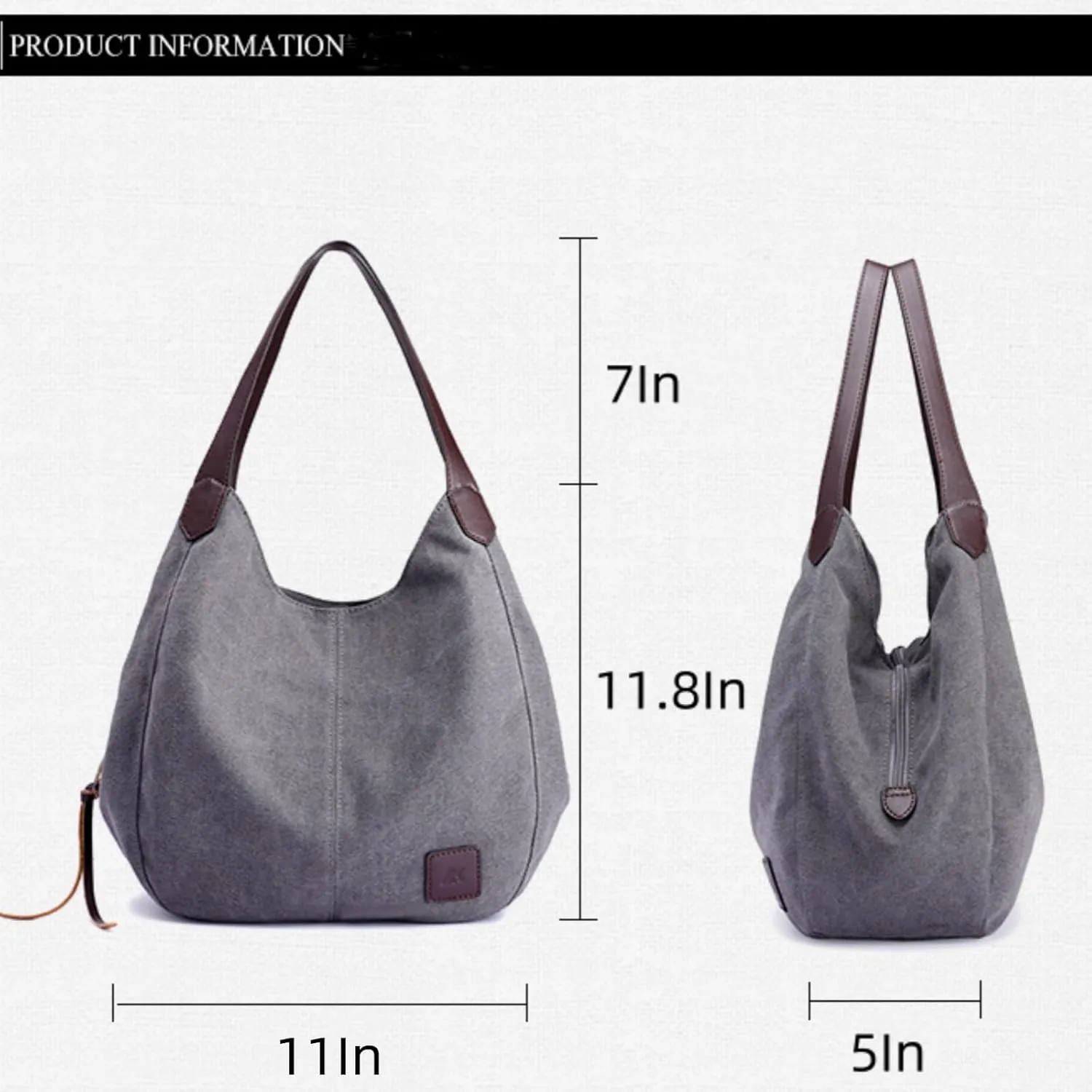 Women's Multi-pocket Canvas Shoulder Bag Fashion Cotton Canvas Totes Purses Casual Top Handle Handbags Hobo Bags