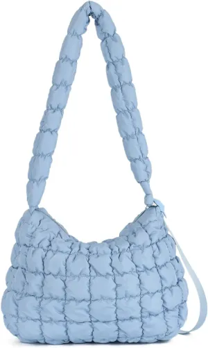 Womens Puffer Hobo Bag Quilted Puffer Tote Bag Lightweight Quilted Carryall Bag