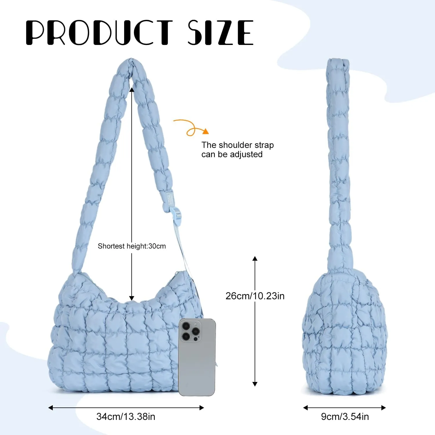 Womens Puffer Hobo Bag Quilted Puffer Tote Bag Lightweight Quilted Carryall Bag