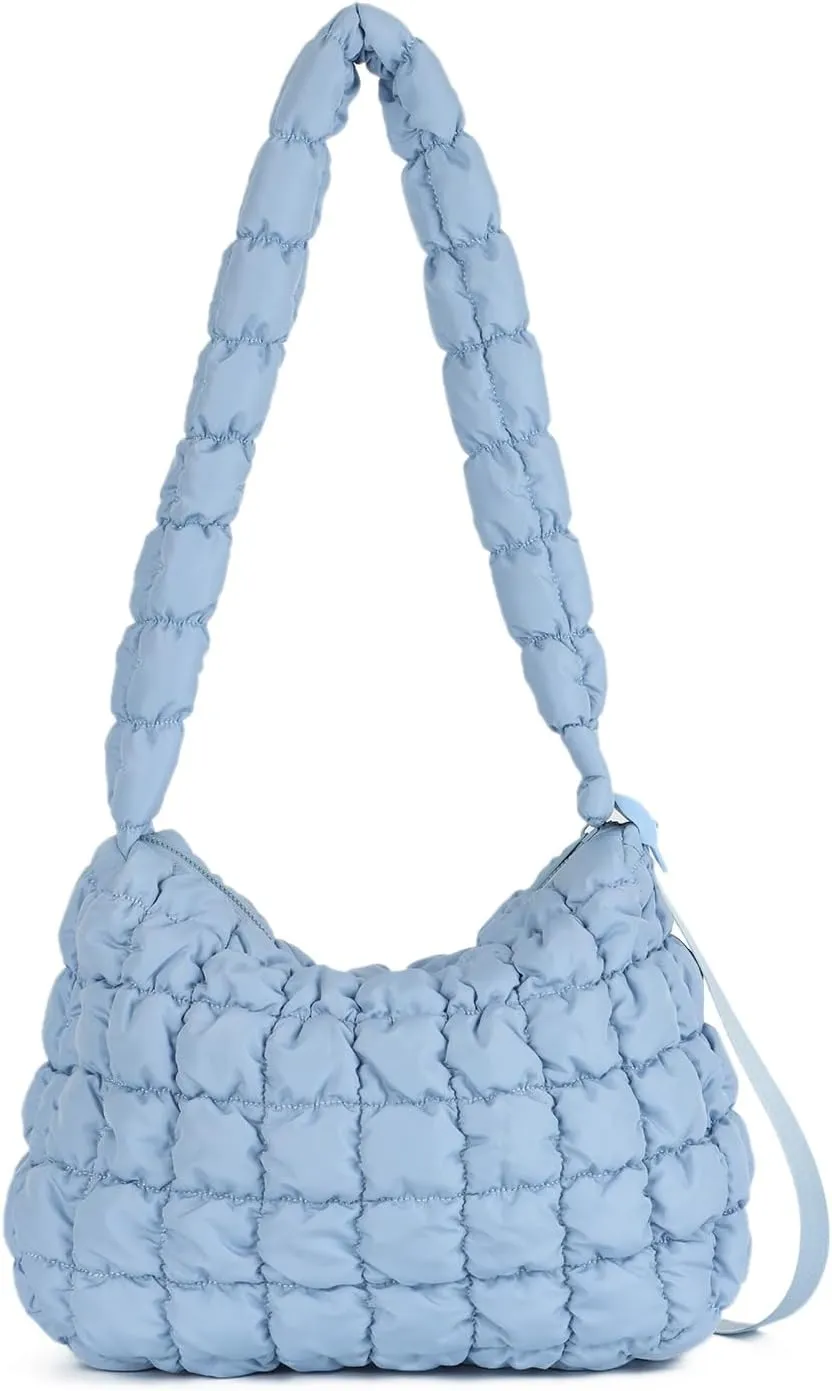 Womens Puffer Hobo Bag Quilted Puffer Tote Bag Lightweight Quilted Carryall Bag