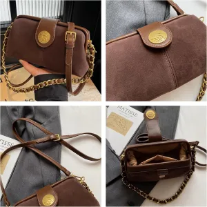 Women's Shoulder Bag with Gold Chain Strap Fetro Crossbody Small Square Bag Autumn and Winter All Fashion