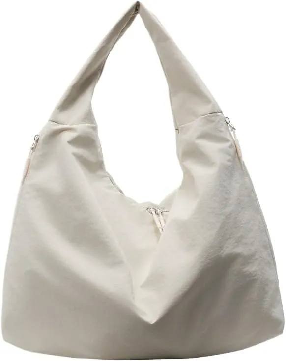 Women's Slouchy Crescent Hobo Bag Small Nylon Draped Tote Shoulder Dumpling Moon Bag Work Travel Handbags
