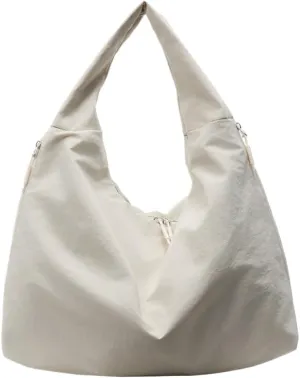 Women's Slouchy Crescent Hobo Bag Small Nylon Draped Tote Shoulder Dumpling Moon Bag Work Travel Handbags