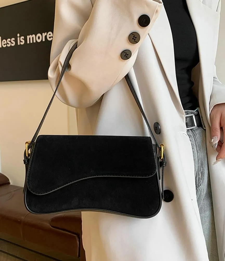 Women’s Suede Hobo Shoulder Bag Retro Winter Fall Tote Handbags 2024 Crossbody Bag Underarm Bags for Travel Work