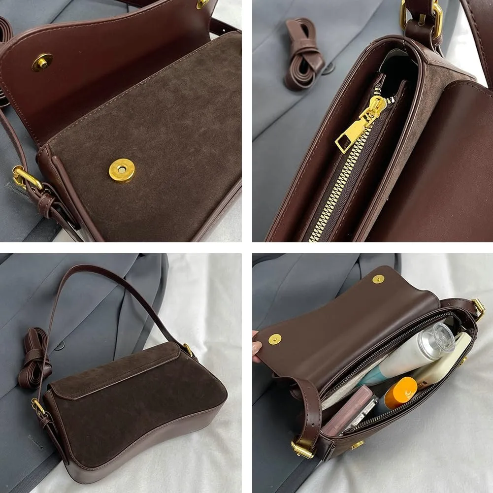 Women’s Suede Hobo Shoulder Bag Retro Winter Fall Tote Handbags 2024 Crossbody Bag Underarm Bags for Travel Work