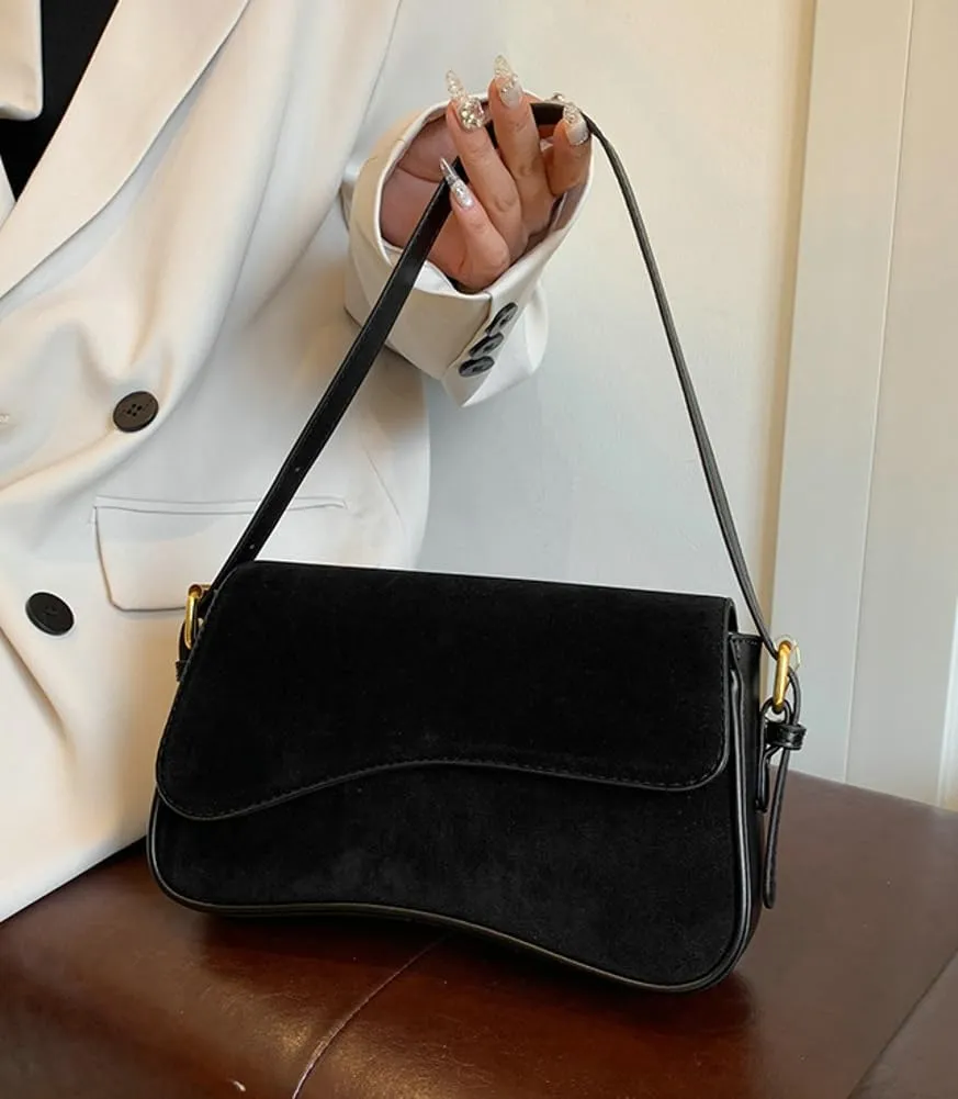 Women’s Suede Hobo Shoulder Bag Retro Winter Fall Tote Handbags 2024 Crossbody Bag Underarm Bags for Travel Work
