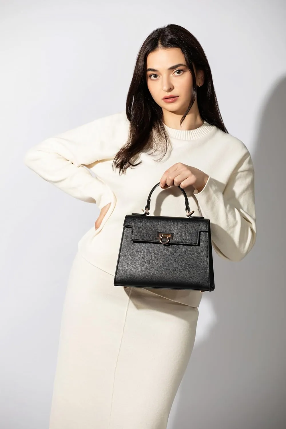 Women’s Top-Handle Handbags – Luxury Crossbody Purse Shoulder Bag for Women – Leather Handbag, Detachable Strap