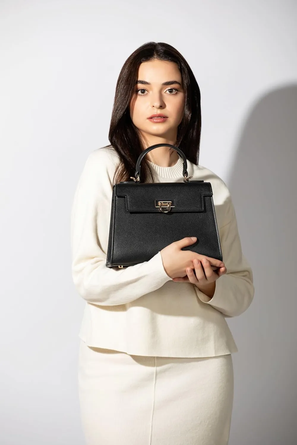Women’s Top-Handle Handbags – Luxury Crossbody Purse Shoulder Bag for Women – Leather Handbag, Detachable Strap