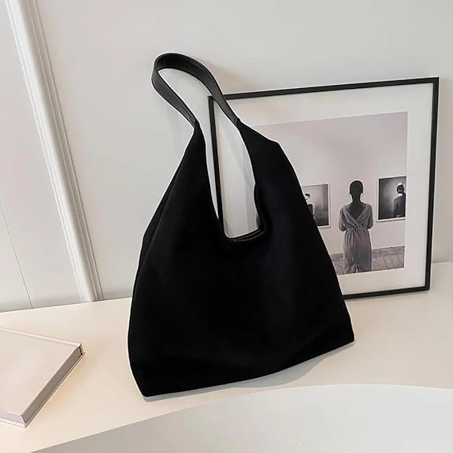Women's Tote Bag for Work & Travel - Large Capacity Office Handbag with Suede Slouchy Design, Versatile Shoulder Bag