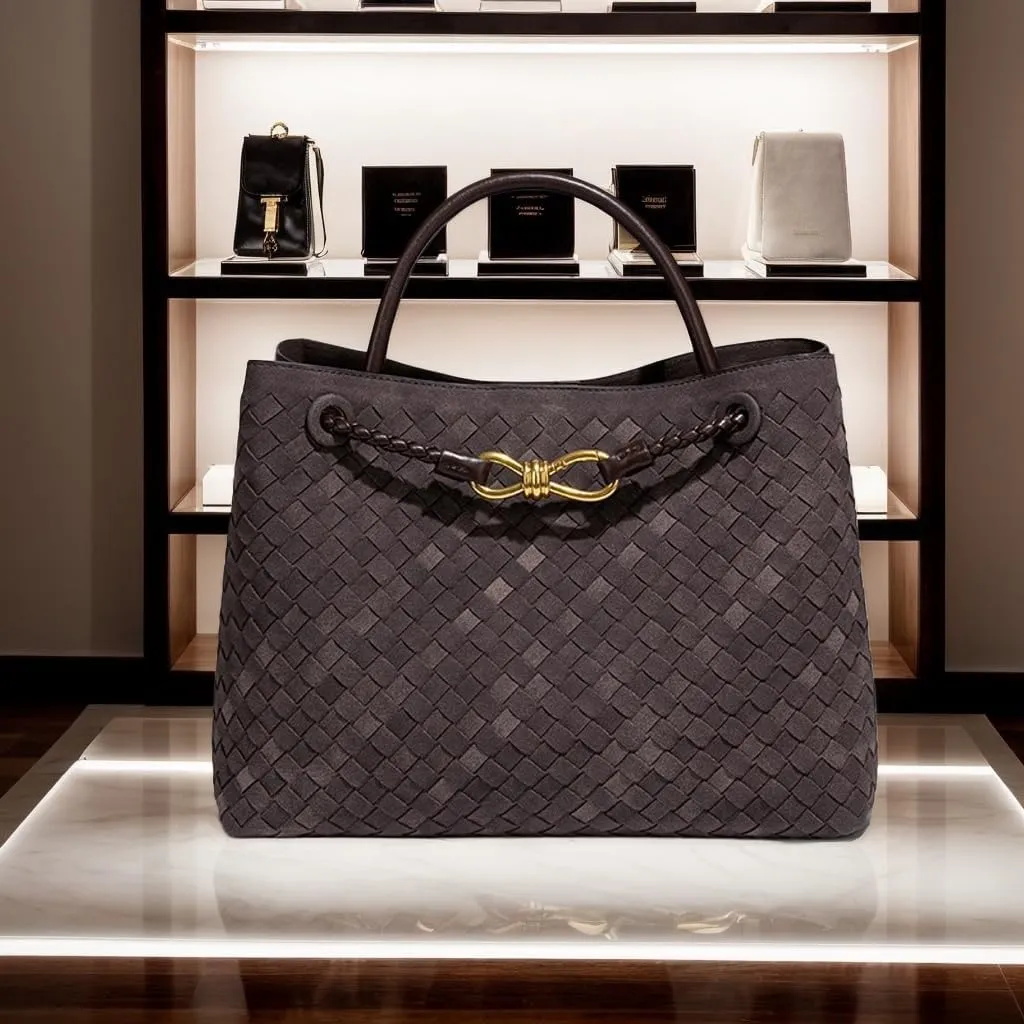 Woven Bag for Women, Suede Bag Top Handle Satchel PU Leather Tote Woven Purse Handbag Shoulder Bag