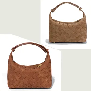 Woven Leather Bag Suede Purses for Women Woven Handbags for Women Hobo Bag Top Handle Satchel Handbag