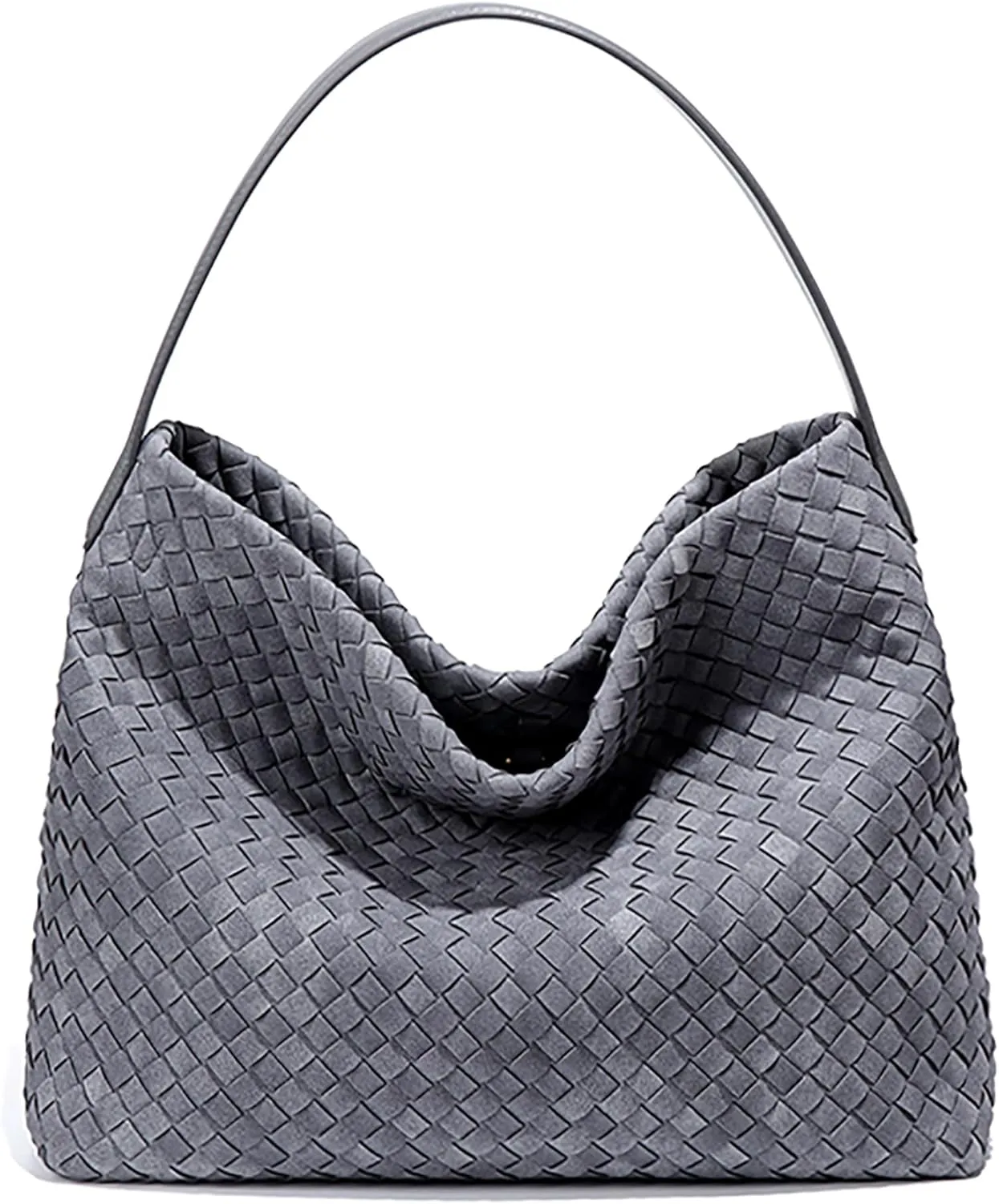 Woven Suede Shoulder Bag for Women Suede Hobo Bag Tote Elegant Handbag Satchel for Work Travel