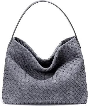 Woven Suede Shoulder Bag for Women Suede Hobo Bag Tote Elegant Handbag Satchel for Work Travel