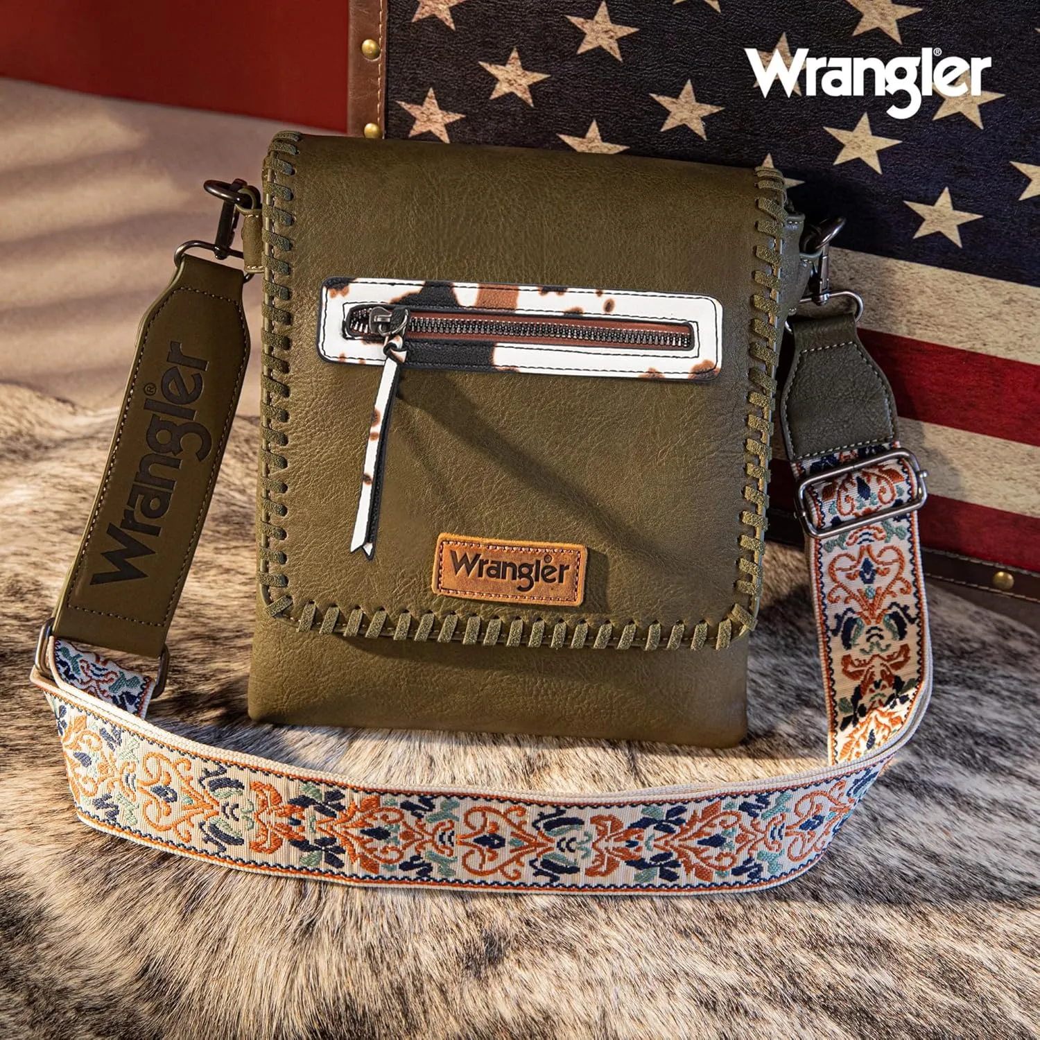 Wrangler Crossbody Bags for Women Vintage Hand Woven Shoulder Purse