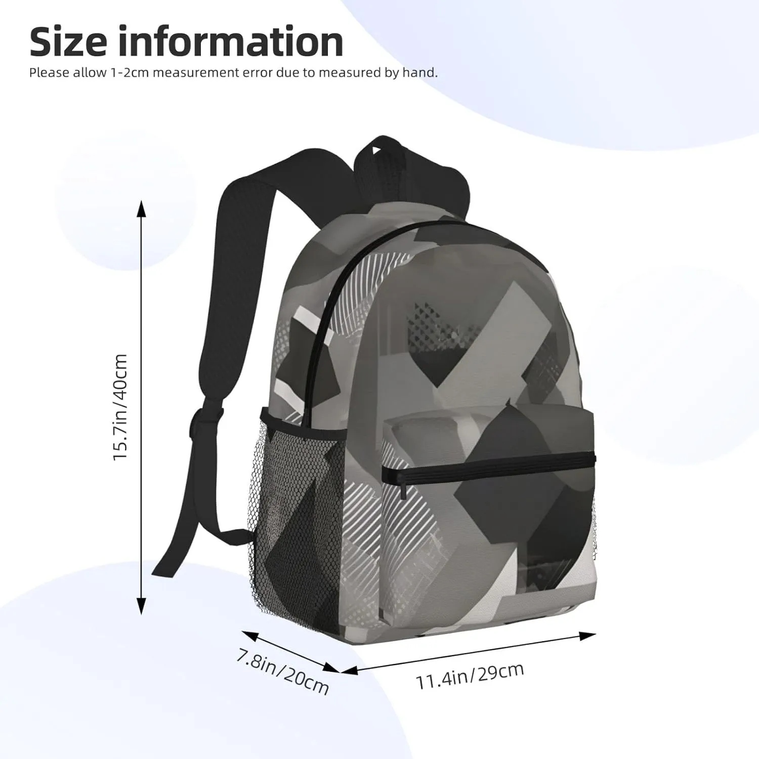 WURTON Abstract Gray Print Backpack Versatile Casual Bag For Travel, Work Sports Fashionable ï¼ŒBackpacks