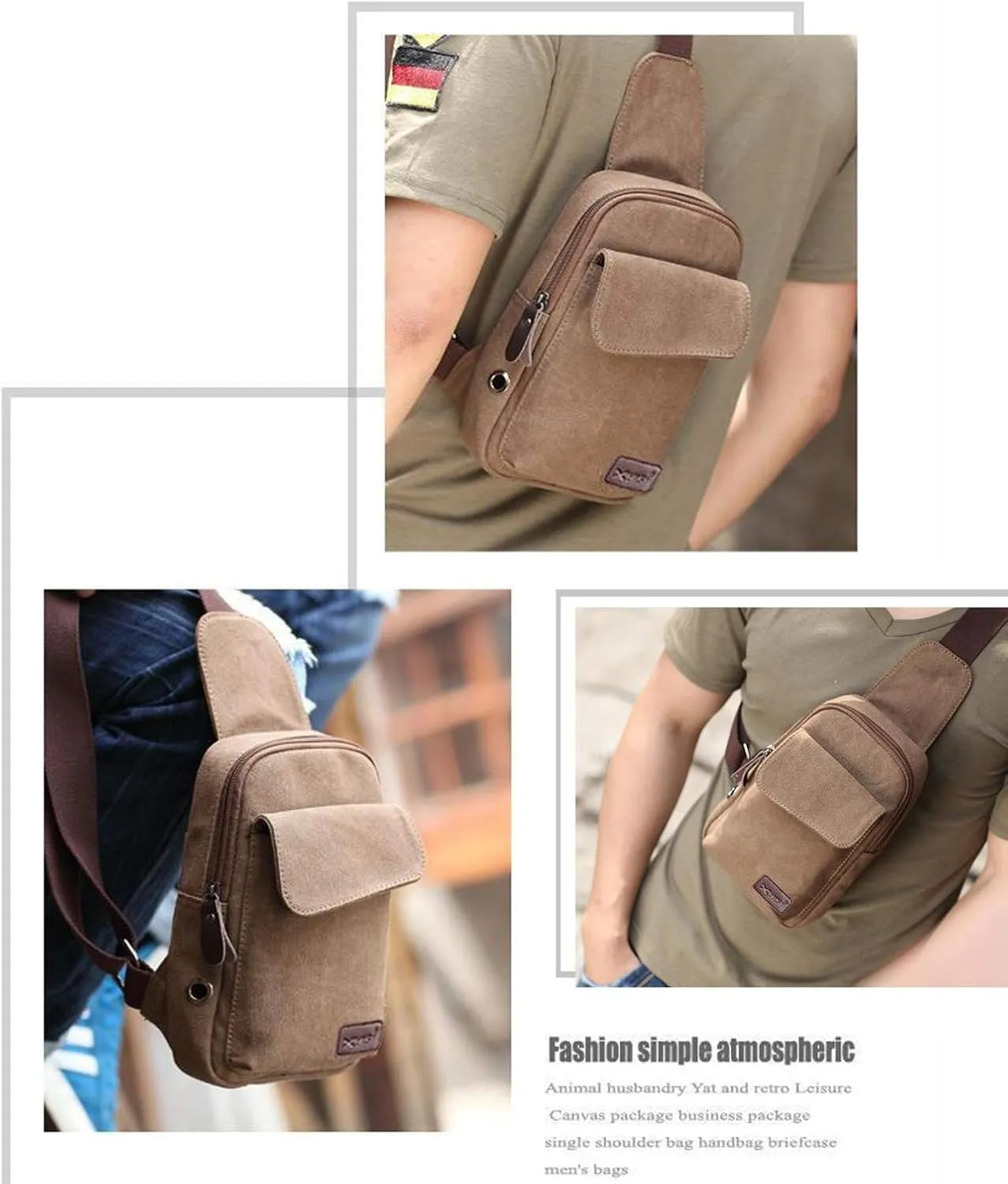 Wxnow Canvas Sling Bag Crossbody Backpack for Women & Men Chest Bag