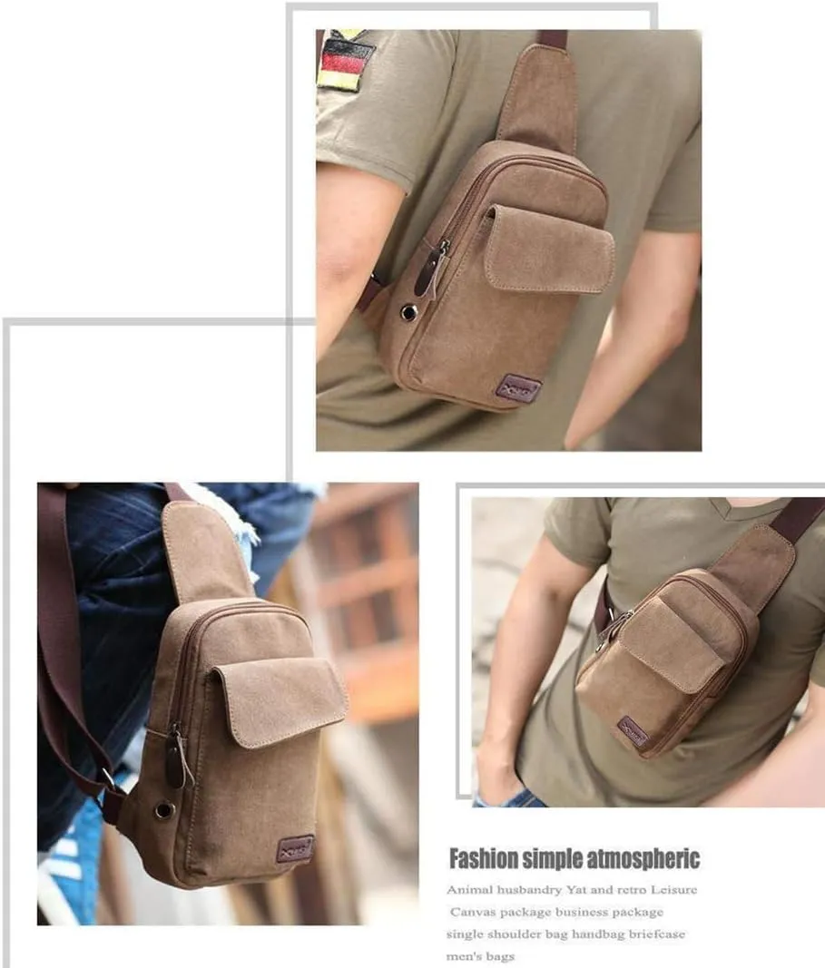 Wxnow Canvas Sling Bag Crossbody Backpack for Women & Men Chest Bag