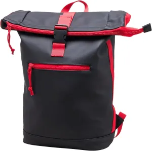 X RAY Roll Top Laptop Backpack for Men Women, PU Leather Expandable Roll Up Backpack Capacity Adjustable 22L & Fits 15.6" Laptop, Black/Red