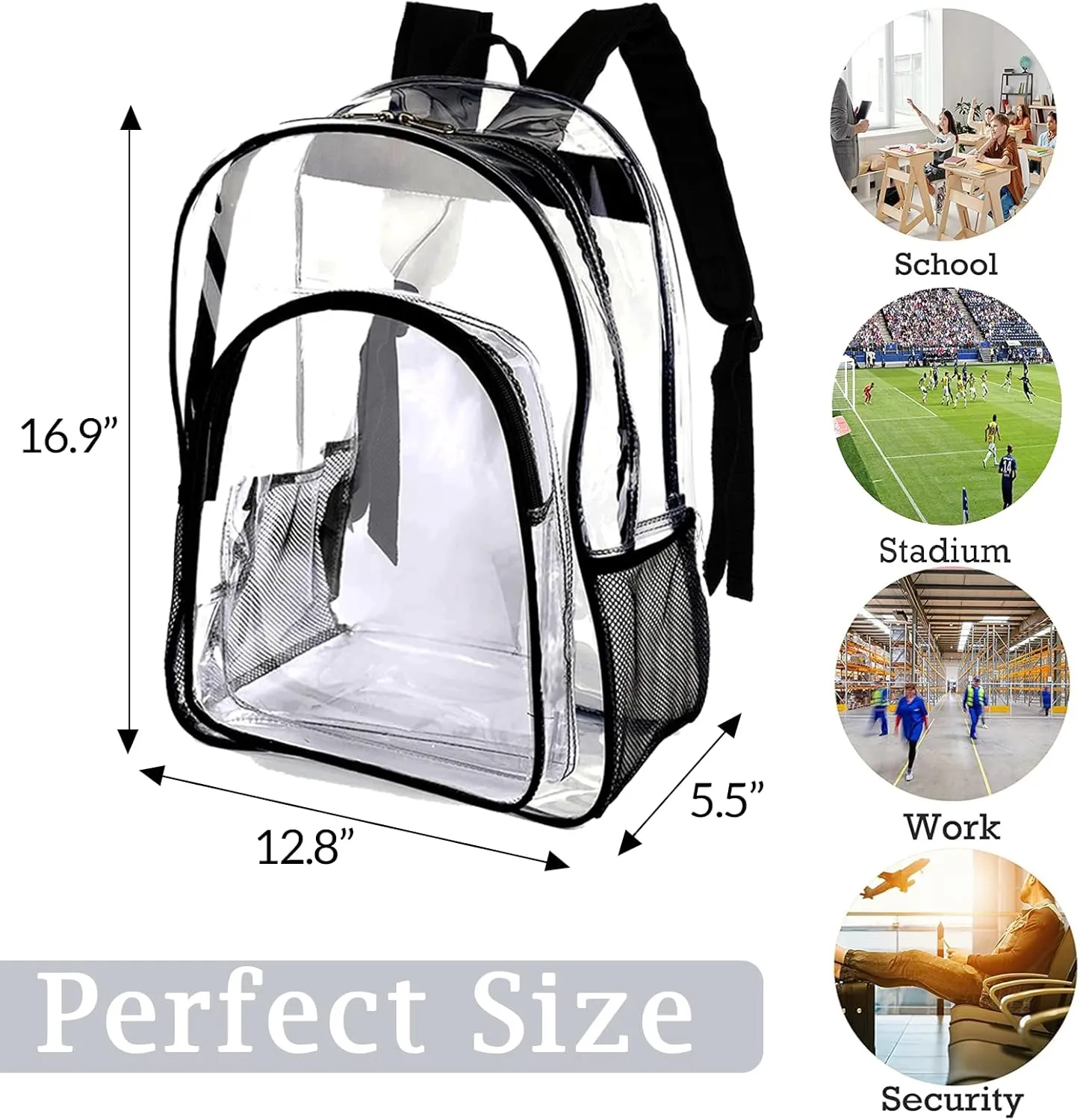 xrlsg Personalized Clear Backpack for Girls Boys Custom Name PVC Transparent Backpacks Perfect for School Office - Initial & Name 1