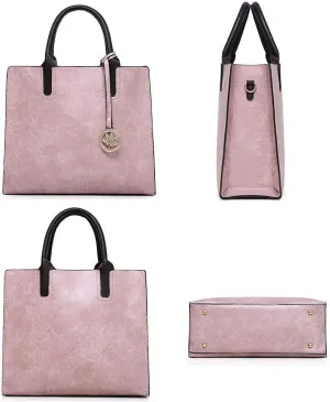XXGJOALD-Women PU Leather Tote Hobo Shoulder Crossbody Bags 3pcs Satchel Clutches with Maple Leaf Tag
