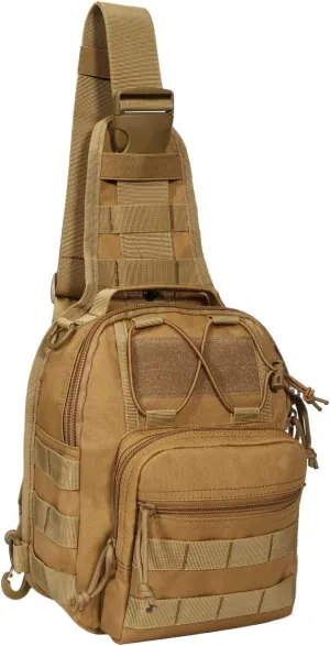 YAKEDA Tactical EDC Backpack Military Sling Backpack Shoulder Bag for Travel,Outdoor,Hiking, (Mud Color) 10.24 * 8.27 * 4.33 inches