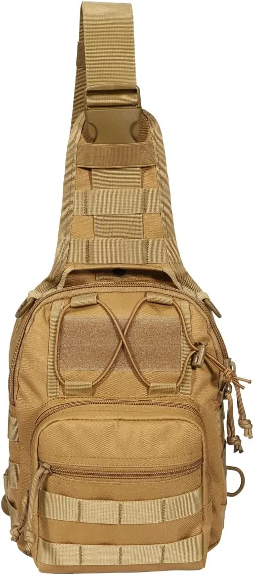 YAKEDA Tactical EDC Backpack Military Sling Backpack Shoulder Bag for Travel,Outdoor,Hiking, (Mud Color) 10.24 * 8.27 * 4.33 inches