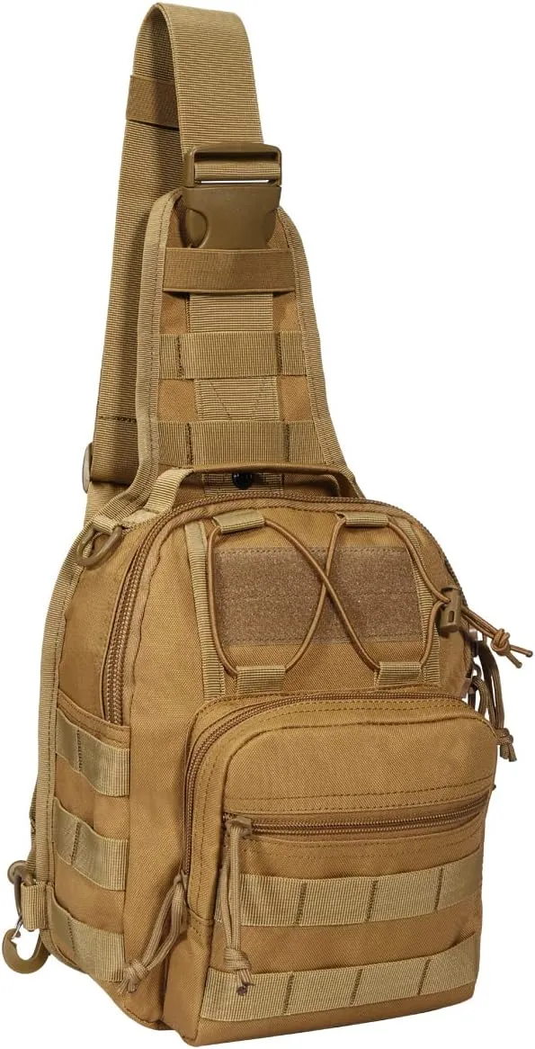YAKEDA Tactical EDC Backpack Military Sling Backpack Shoulder Bag for Travel,Outdoor,Hiking, (Mud Color) 10.24 * 8.27 * 4.33 inches