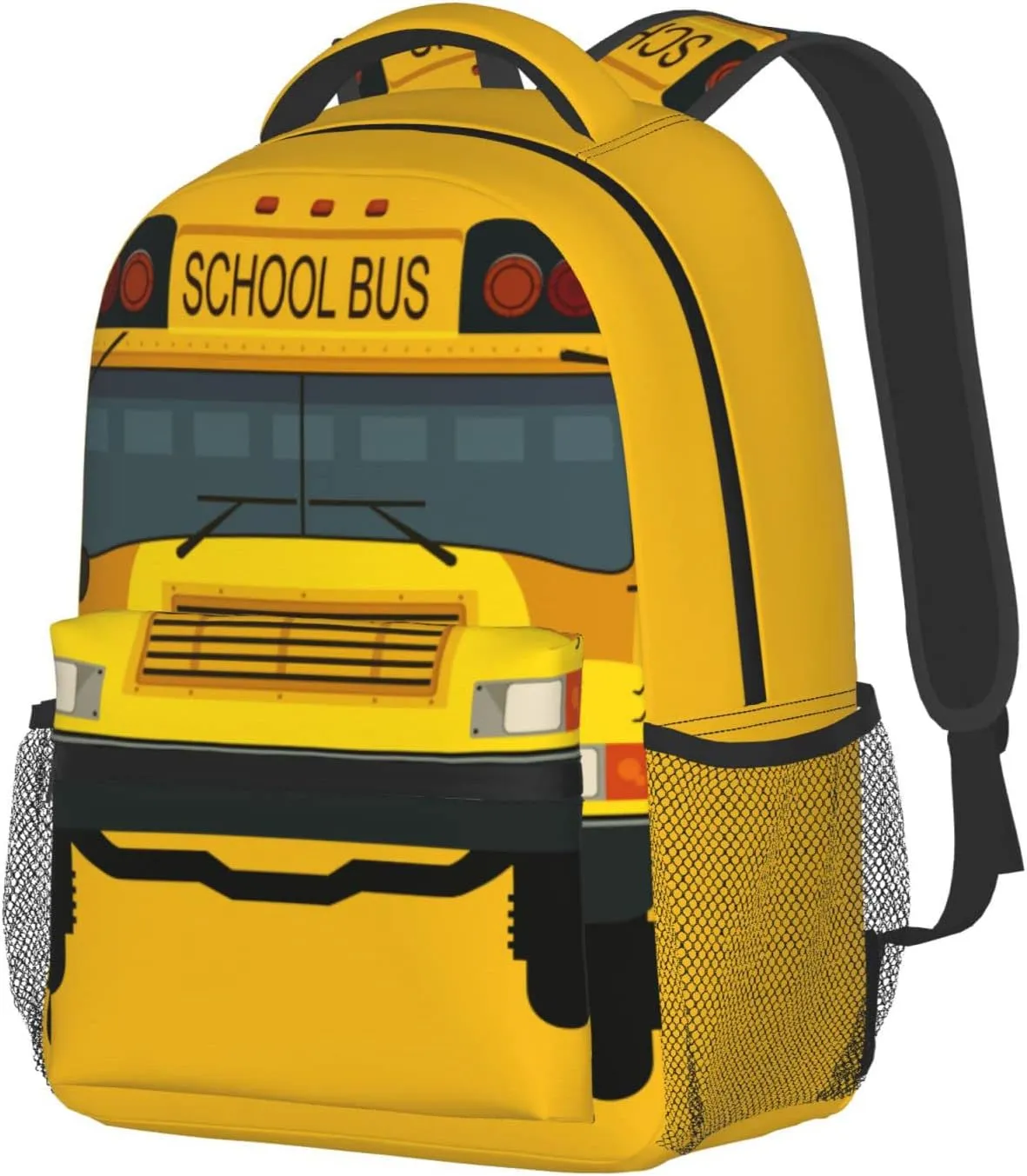 Yellow Bus Backpack With Adjustable Padded Shoulder Straps 17 Inch Daypacks For College Travel