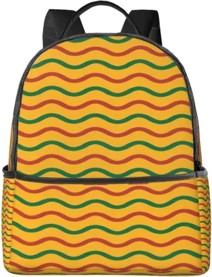 Yellow Green Red Lithuania Wavy Stripe Flag Casual Backpacks Laptop Backpack Carry-on Daypack Sports Travel Rucksack Lightweight Working Bag for Outdoor Hiking Cycling Walking