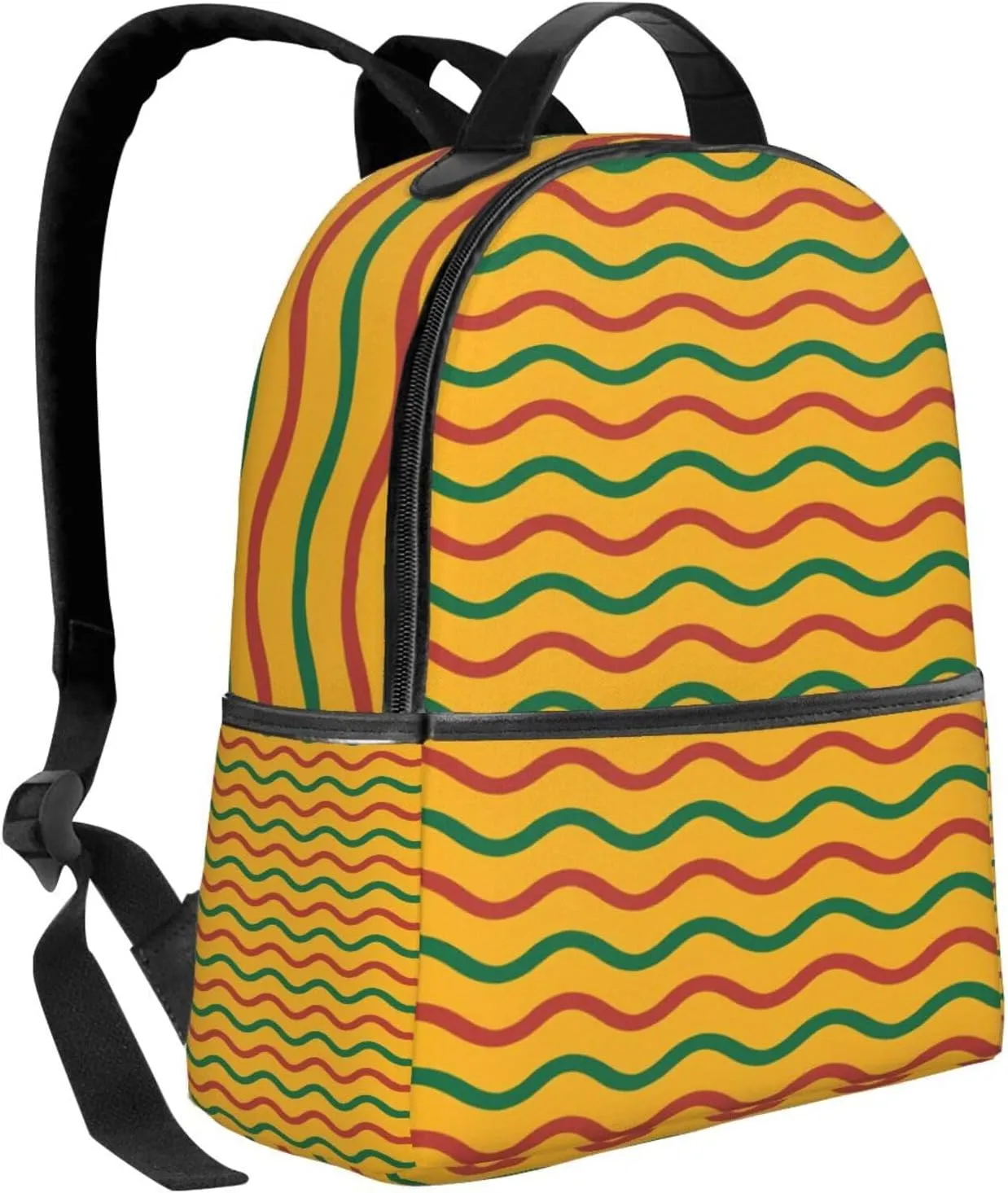 Yellow Green Red Lithuania Wavy Stripe Flag Casual Backpacks Laptop Backpack Carry-on Daypack Sports Travel Rucksack Lightweight Working Bag for Outdoor Hiking Cycling Walking