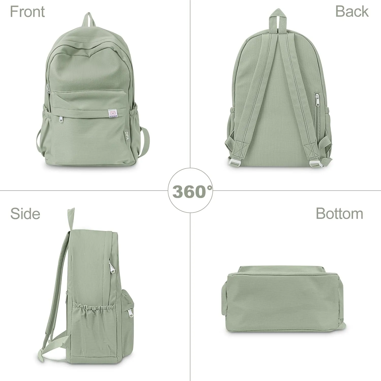 YFGBCX Cute Aesthetic Backpack for School College Student Solid Color Lightweight Classic Women Girls Laptop Casual Kawaii Travel, School, Work Green 16.93x11.42x5.12in