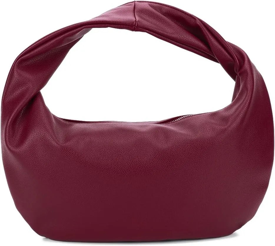 YFGBCX Hobo Bags for Women Slouchy Small Tote Bag Soft Leather Handbag Black Shoulder Bag Burgundy Red Purse