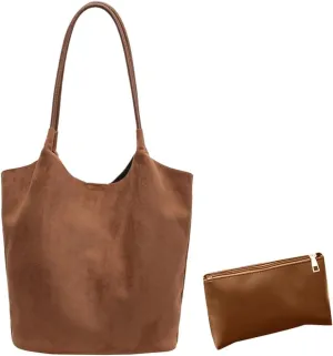 YFGBCX Suede Tote Bags for Women - Slouchy Hobo Handbag for Office & Work - Fall Season
