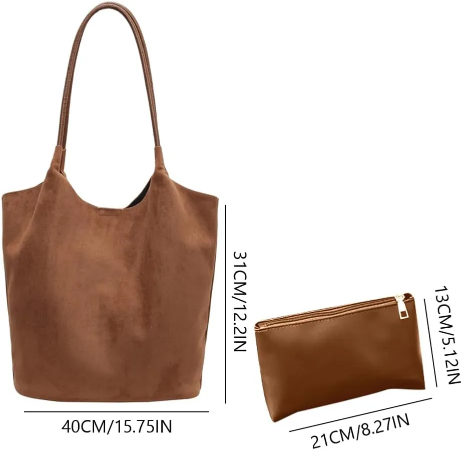 YFGBCX Suede Tote Bags for Women - Slouchy Hobo Handbag for Office & Work - Fall Season