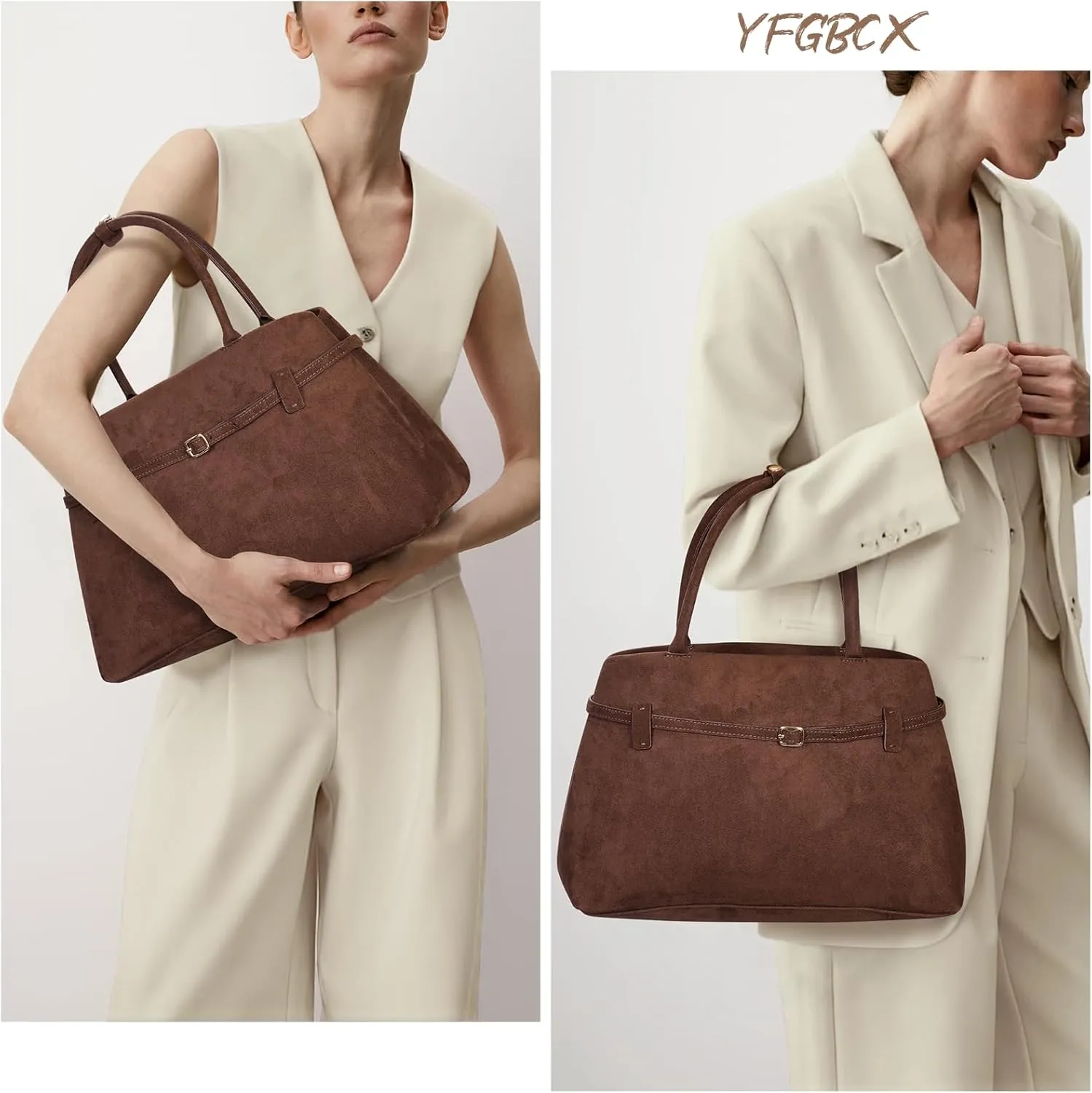 YFGBCX Tote Bag for Women Vegan Leather Work Bag Top Handle Bag Trendy Luxury Hobo Handbag College Tote Bag Purse