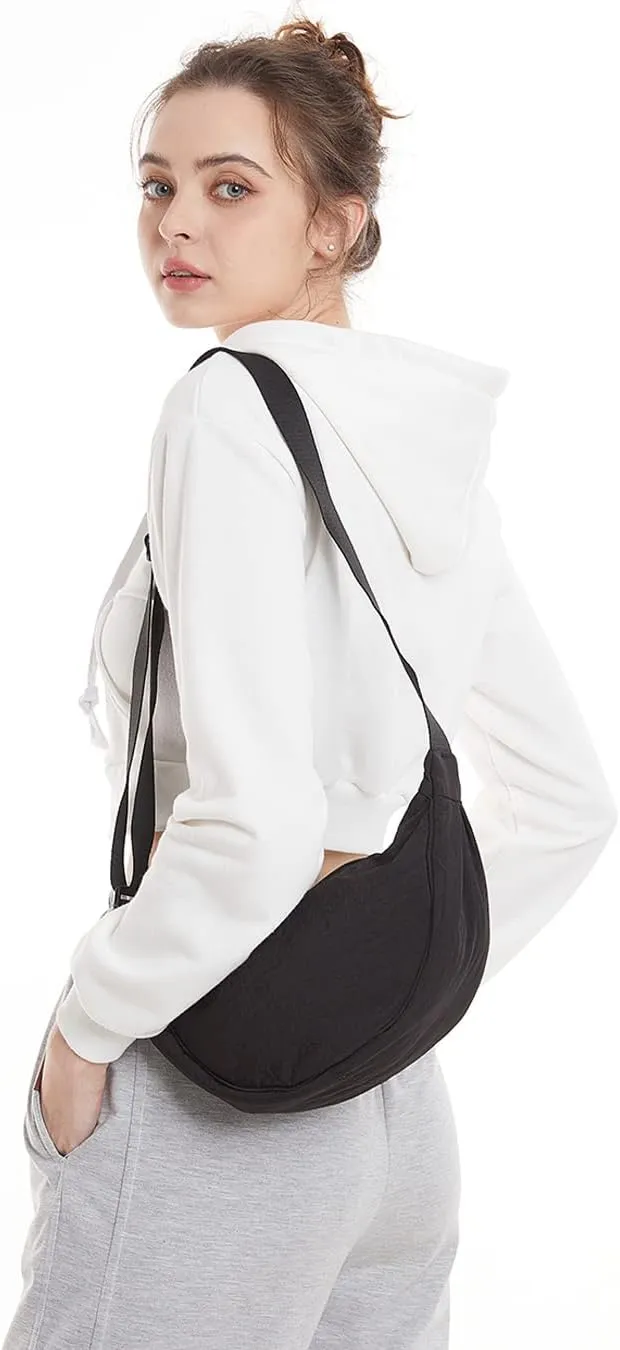 YIKOEE Crescent Bag for Women Men Small Sling Crossbody Bag with Half Moon Shape